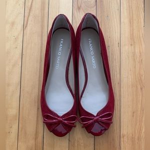 Franco Sarto Red Suede Shoes With Front Bow